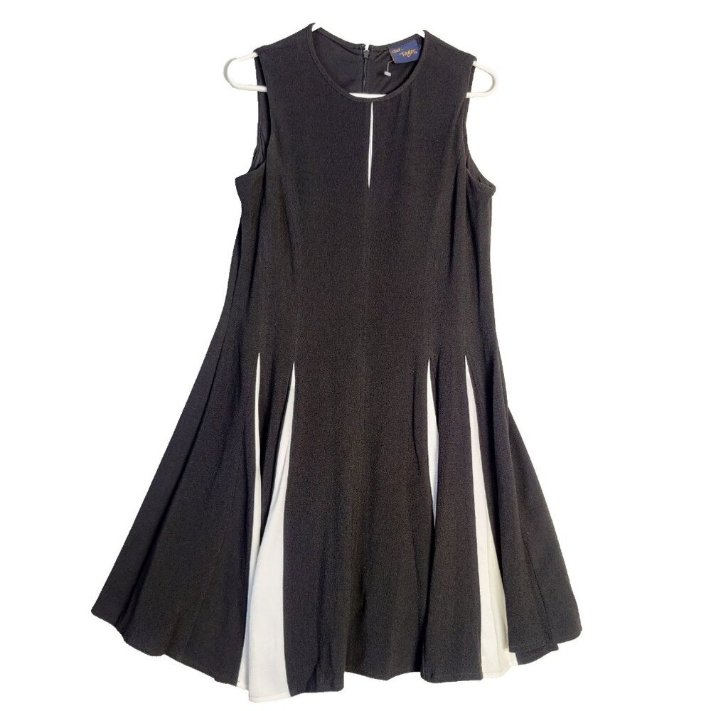 Black Dress Sz 6 Just Taylor Fit & Flare White Black Color Block Career Workwear
